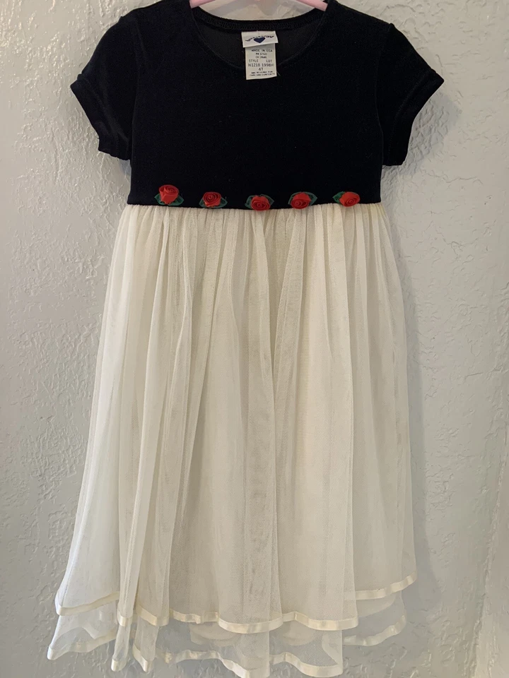 Hartstrings Dress Girls 4 T Black Shot Sleeve Stretch Velvet Tulle Holiday Party - Image 3 of 4