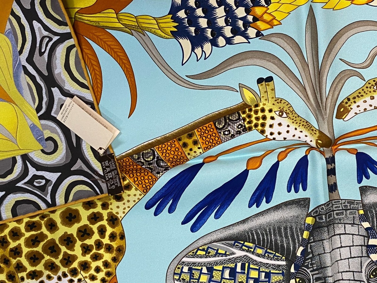 入手困難★送料込♪【HERMES】スカーフ LA MARCHE DU ZAMBEZE 90 HERMES Carre 90cm 100% Silk Scarf