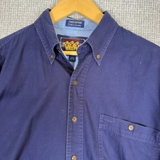 Vtg Chaps Ralph Lauren Button Down Blue Shirt Cotton Long Sleeve Mens Sz 15 1/2