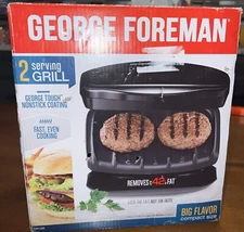 George Foreman Compact 2 Serving Grill GR10B New 082846033732-L2 Black