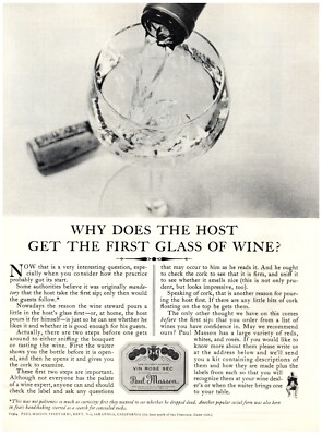 PRINT AD, 1964 Paul Mason Vin Rose Sec Does Host Get The First Glass of Wine?