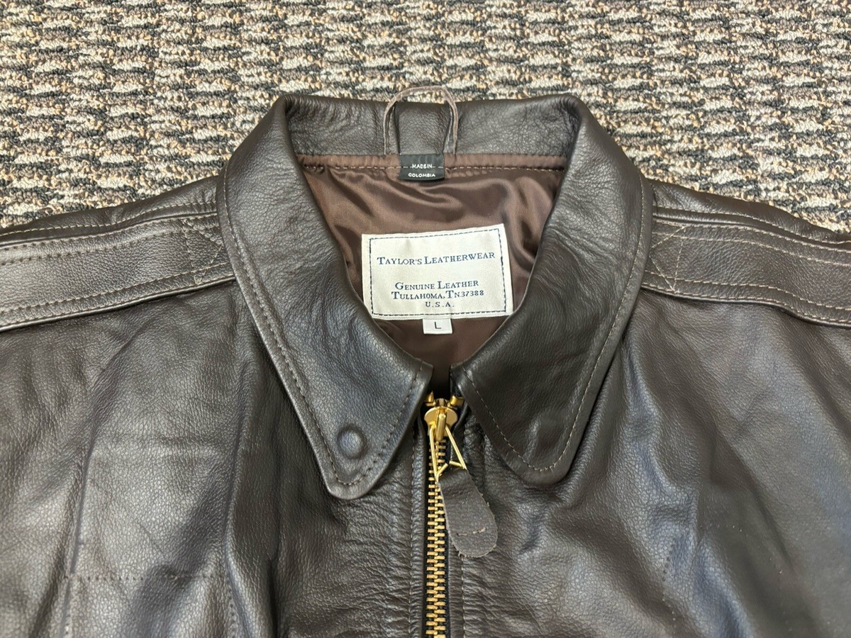 Taylor's Leatherwear A2 Pilot Brown Leather Bomber Jacket Size