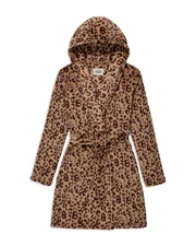 New 100% Authentic UGG Brand Mirada Leopard Soft Hooded Spa Cozy Robe Bathrobe