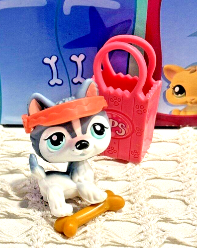 LITTLEST PET SHOP LPS AUTHENTIC GREY & WHITE PUZZLE HUSKY DOG NO ...