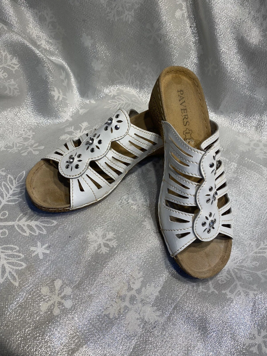 Stunning Pavers White Sandals Silver Stud detail with Jewels UK5