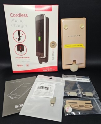 Thinium Cordless 3000 mAH Charger Iphone and Android NOB Gold Gloss ReCHARGE[+]