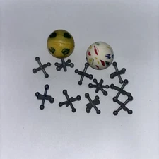 Vintage Jacks Jax Game 10 Metal Jax 2 Rubber Balls