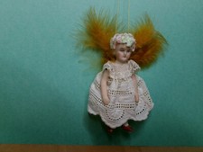 Muñecas antiguas Alemania ángel elfo en ropa decoración árbol de navidad 1910- miniatura