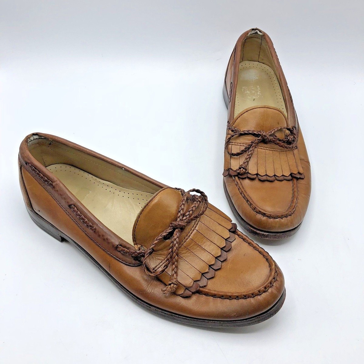 Vintage Allen Edmonds Mens Shoes Woodstock Black Brown Leather Loafer 10.5 E USA Allen Edmonds Woodstock Mens Size 10.5 D Black Brown Leather  main image 2