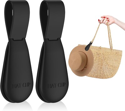 Magnetic Hat Clip for Travel on Bag, 2Pcs Black Silicone Hat Clip Magnet Hat Hol