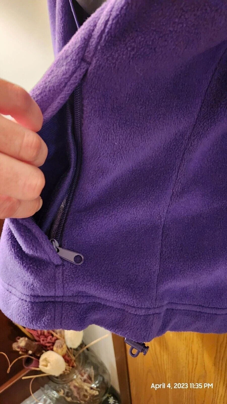 VETEMENTS Columbia Sportswear donna finto collo tartaruga zip cappuccio Xs giacca viola