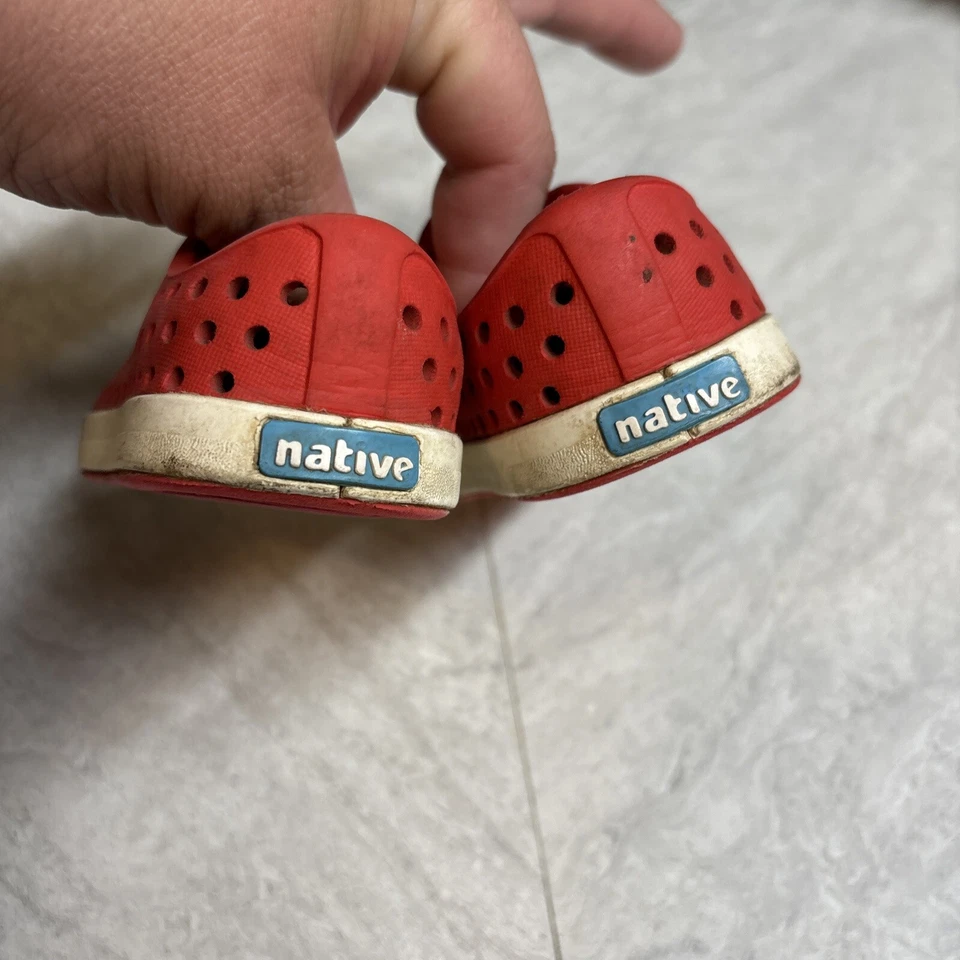 Native Toddler Boys Girls Kids Water Shoes Red Size C4 Summer 4 - Image 4 of 4