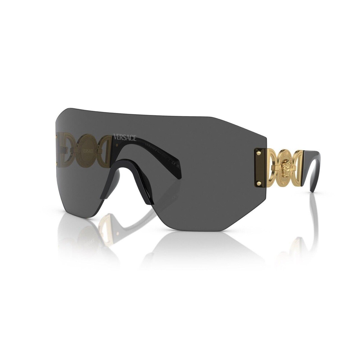 Versace Sunglasses VE2258 100287 Black Gold Dark Grey Lens Versace Sunglasses VE2258 100287 Black Gold Dark Grey Lens