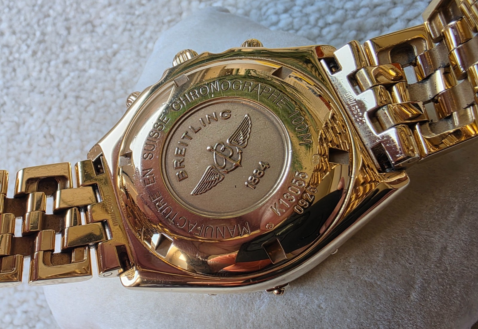 RARE BREITLING CROSSWIND CHRONOGRAPH K13055 – SOLID 18K YELLOW GOLD MENS WATCH image 2