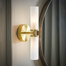 Two Way Wall Light Fitting Glass Shade LED Bulb Bathroom Living Room Lighting