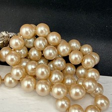 Vintage Glass Beaded Necklace Imitation Pearl 25”