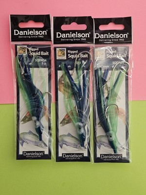 B-S31. FREE SHIPPING! Danielson Rigged Squid. 3 packs. 4.5 ''. Dual Hook. Salmon.