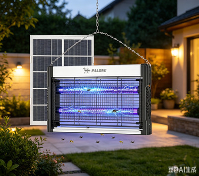 Mobiler Solar Insektenvernichter 4000V, 3600mAh Akku, 2 UV-LED, effektiv & leise
