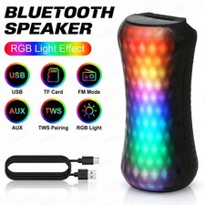 Colorful LED Bluetooth Speaker Portable FM Radio Rechargeable TWS for Outdoor