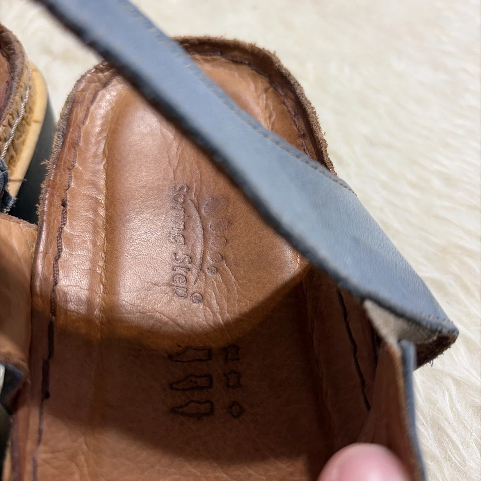 Womens Size 8 1/2(39) Baby Blue Leather Spring Step Strappy Sandals - Image 4 of 4