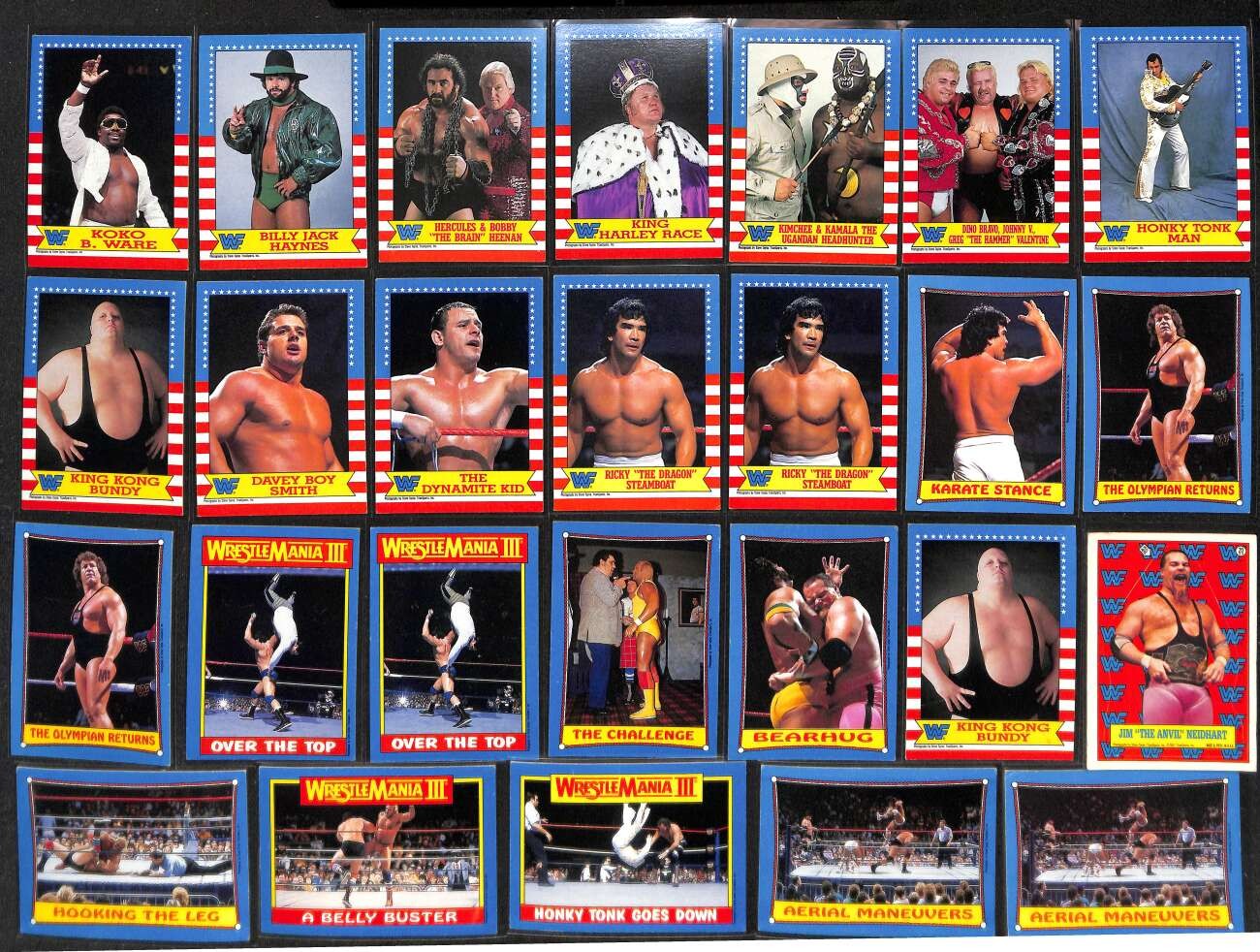 1987 Topps  EX+  avg lot of 54 (33 different) WWF Wrestling cards D87223