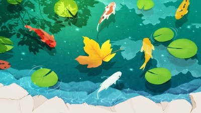 Anime koi fish leaves animals art Play Gaming Mat Desk Game Desk Playmat Mat