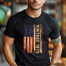 50th Birthday T-Shirt Vintage 1975 American Flag Gift for Men or Women