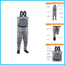 Hellbender Breathable 4-Ply Nylon Fishing Wader - Men's Neoprene Booties, Size S