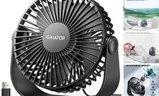 USB Desk Fan, 3 Speeds Strong Airflow, 5.5 Inch Portable 90  Rotate Black