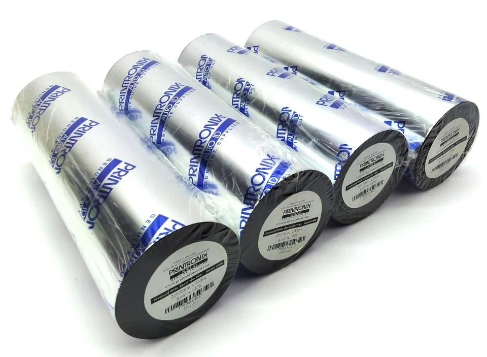 Printronix 8.66" x 1476' Premium Wax Ribbons Black 175391-007 Genuine - 4 Rolls - Image 2 of 4