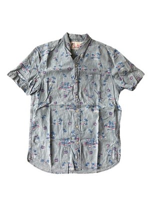 Chubbies Men's Blue Graphic Print Short Sleeve Cotton Button-Up Shirt M