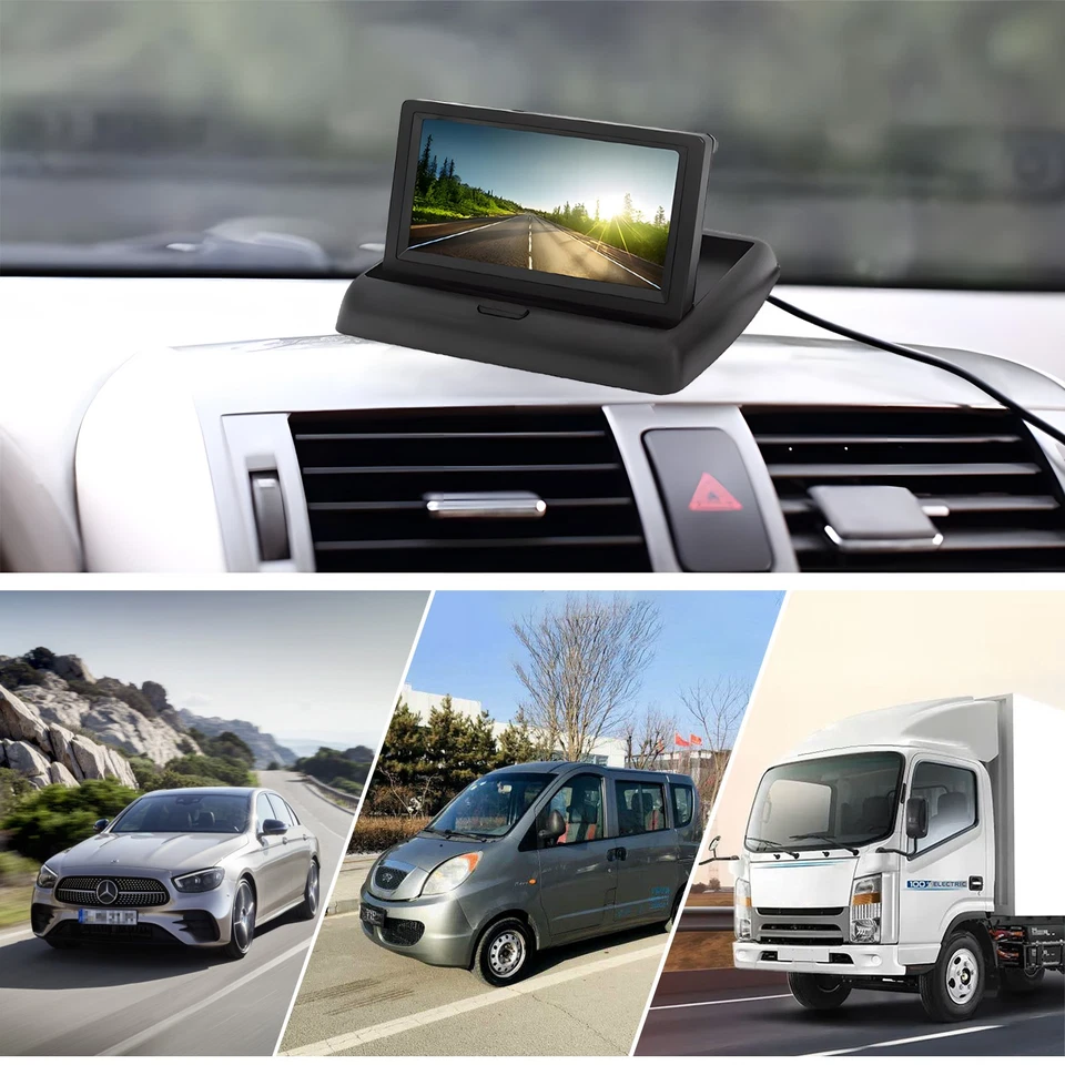 4.3" LCD Car Monitor Rear View Backup For Camera Reverse Parking HD Night Vision - Image 3 of 4