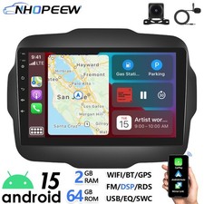 2+64GB CarPlay Android 15 Head Unit Radio For Jeep Renegade Sat Nav WIFI BT RDS