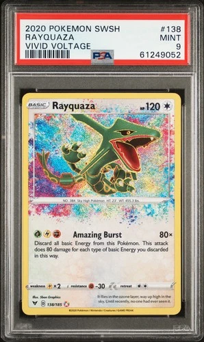 2020 POKEMON SWORD & SHIELD VIVID VOLTAGE #138 RAYQUAZA PSA 9