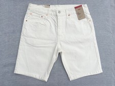 Levis Red Tab 412 Mens Off-White Slim Fit 9" Stretch Hemmed Denim Jean Shorts