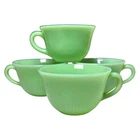 Set Of 4 Fire-King Jadeite Alice Tea Cups Green Anchor Hocking Vintage Coffee