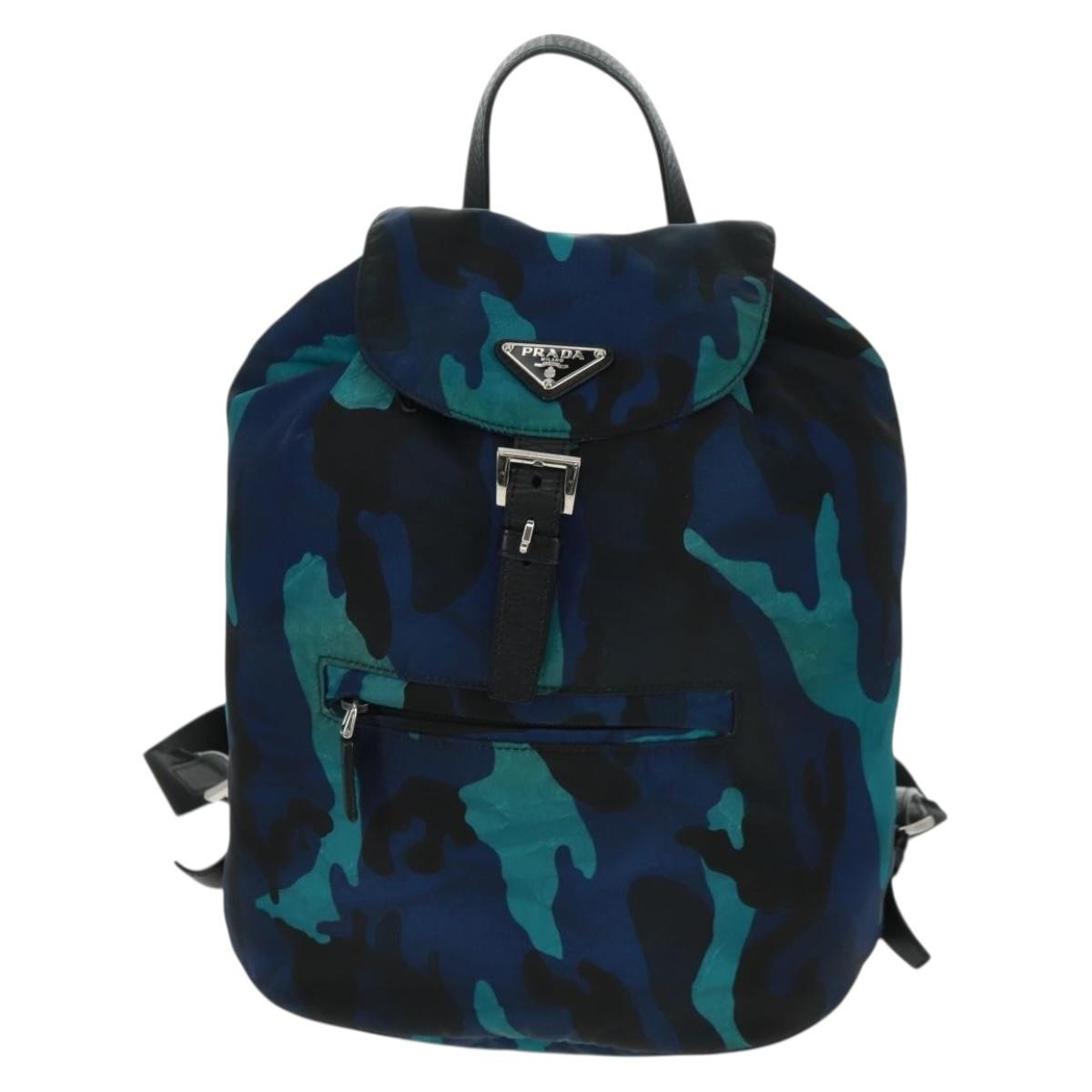Prada Blue Camouflage Backpack Prada Blue Camo Nylon Large Backpack For Women | eBay main image 2