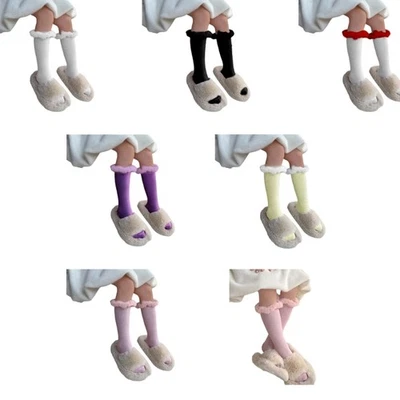 3-13T Girls Socks Comfortable Medium Length Socks Piled Up Claf Socks Solid - Image 1 of 4