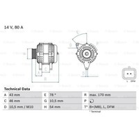 Bosch Generator Lichtmaschine 80A 14V FüR Lancia Phedra Peugeot Partner