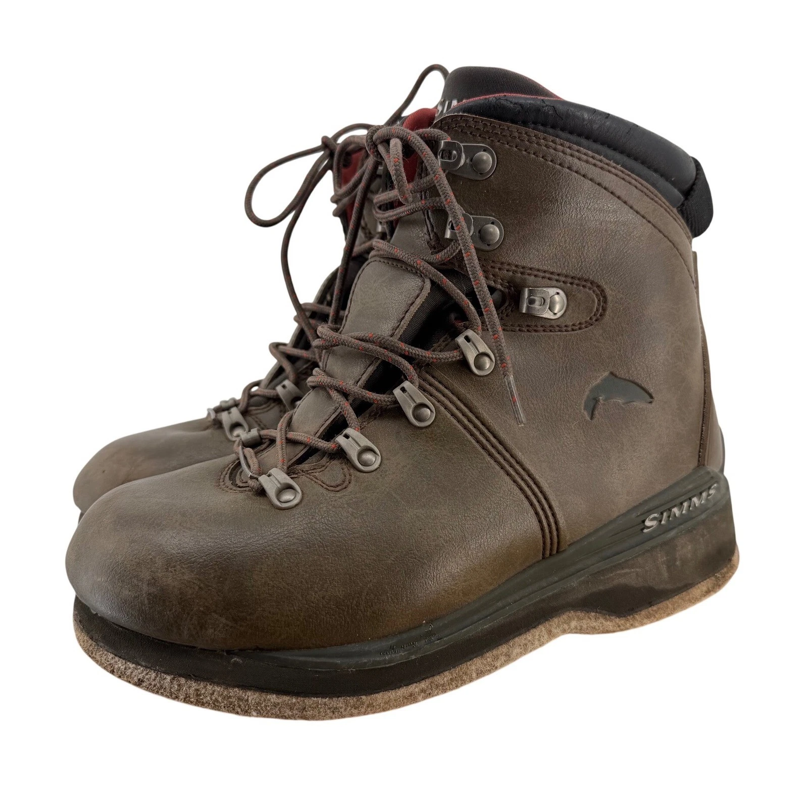 Simms Freestone Wading Boots Mens 8 Brown Felt Sole Fly Fishing Gear 23914-00
