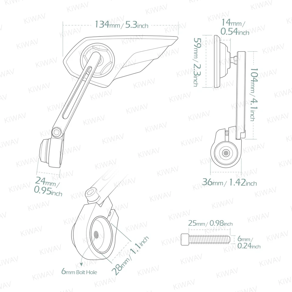 Espejo de extremo de barra IZQUIERDO X1 Wisp ala negro ajuste Moto Guzzi Audace V9 roscado OEM barra Foto 2 de 4