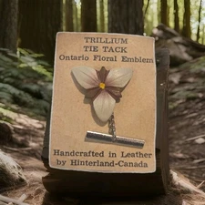 Hinterland Canada Trillium Tie Tack Vintage Handcrafted in Leather