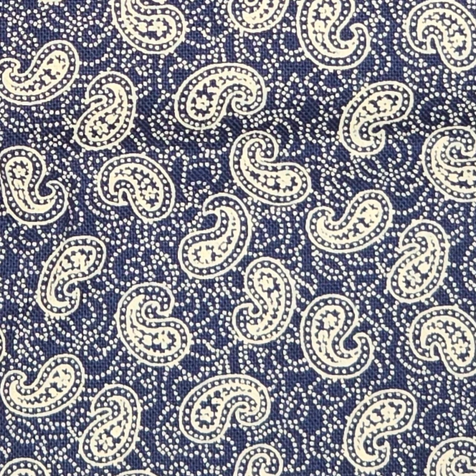 Cotton Fabric 20"x42" JoAnn Polly Navy Blue Beige Paisley Print - Image 2 of 4