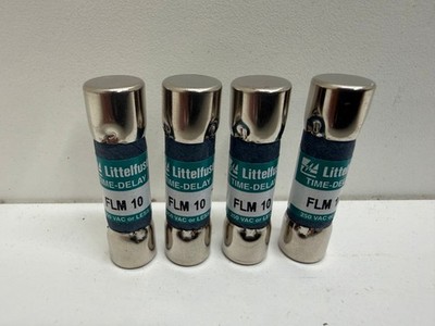 LOT OF (4) NEW OLD STOCK! BUSSMANN LITTELFUSE 10A 250VAC TIME DELAY FUSES FLM-10