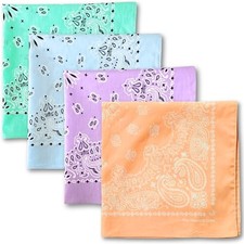 Premium Soft Cotton Designer Bandanas Pack for Men and Women Pack of 4 Pastel