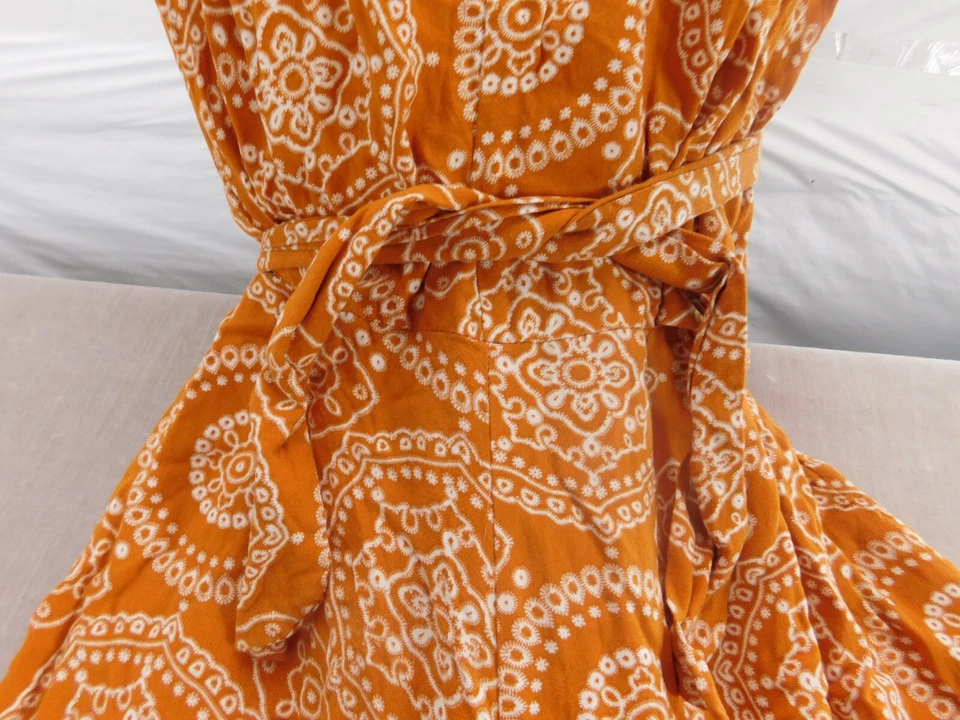 Mono mameluco MSK para mujer talla M naranja pierna ancha corbata frontal callis sin mangas Foto 3 de 4