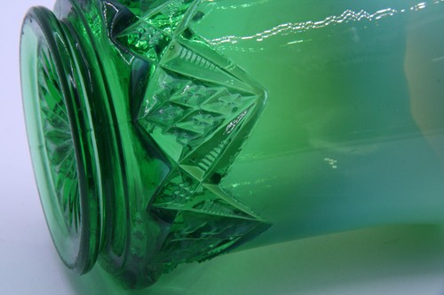 EAPG Diamond Spearhead Green Opalescent Spooner National Glass Co No 0022 - Picture 12 of 13