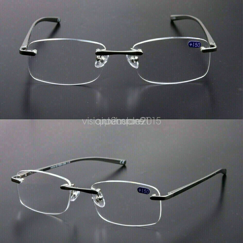 Gafas de lectura sin montura para hombre pistola marco de aleación de metal +1.0 1.5 2.0 2.5 3.0 3.5 - Imagen 4 de 4
