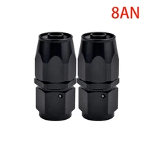 2Pcs Black Straight Swivel Hose End Fitting Adaptor AN8 8AN For Oil Fuel Line