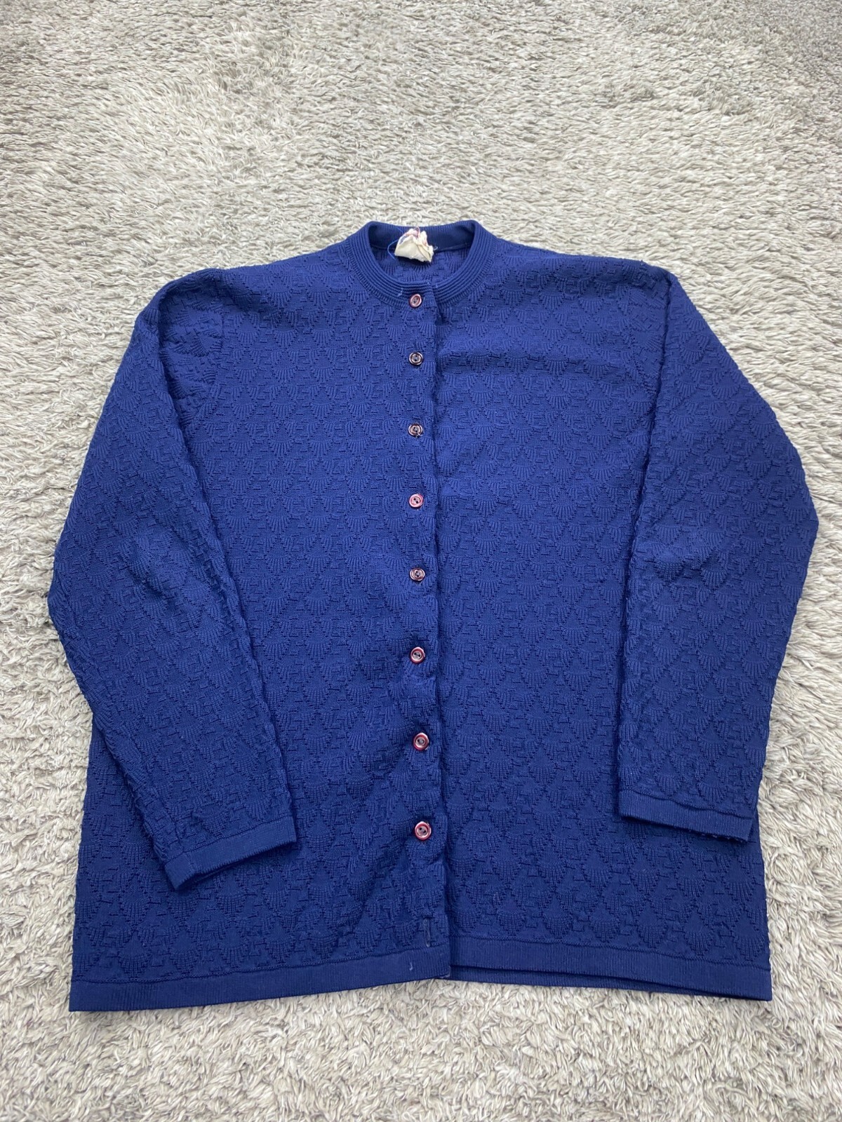 Vtg British Vogue Wintuk Sweater Women 40 EU Large US Button Granny Cardigan 70s